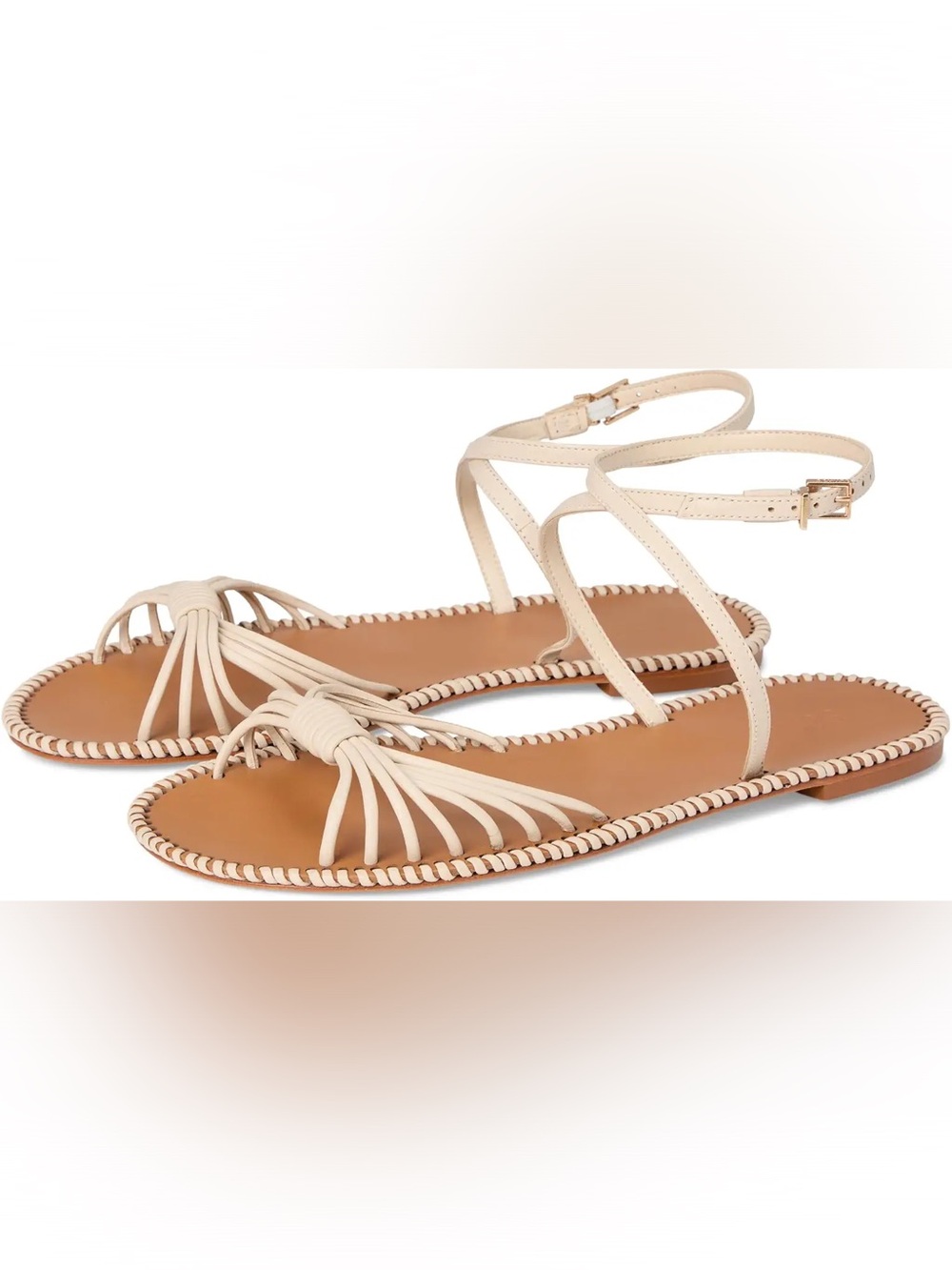 SCHUTZ Livia Off White Leather Sandal Flat Size 9.5